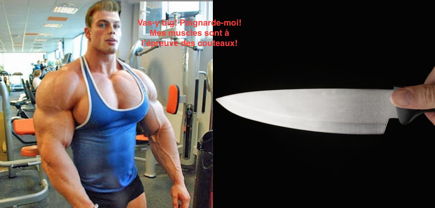Ce douchebag pensait que ses muscles allaient le protéger des coups de couteau…