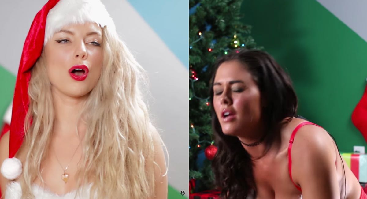 Ces filles trop sexy essaient de chanter une chanson de Noël en ayant un orgasme