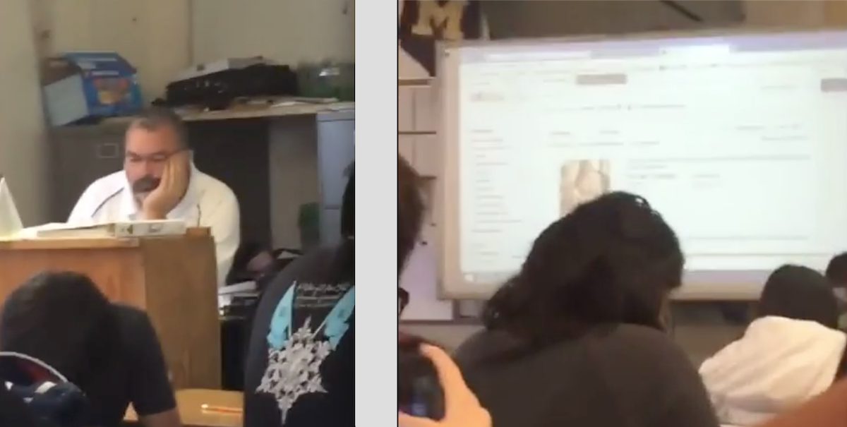 Un prof regarde des images de filles sexy en plein cours de math!