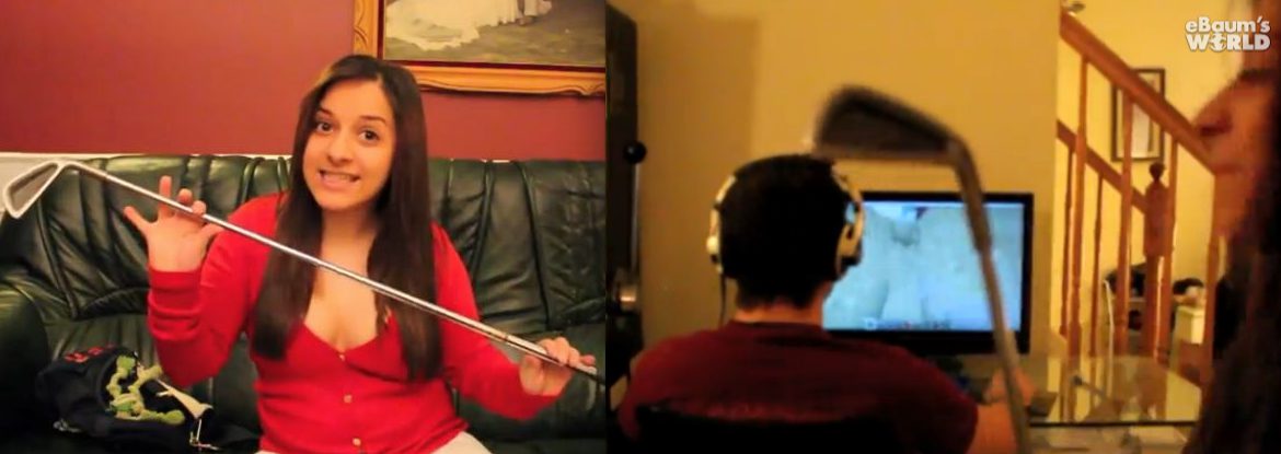 Son chum ne lui donne pas de sexe depuis plus d’un mois. Elle lui met un bâton de golf là où elle le pense